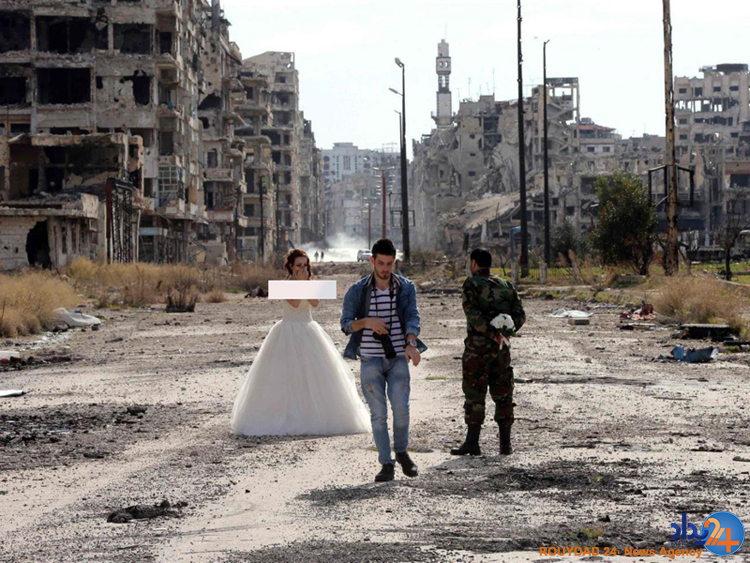 ویرانه های حمص آتلیه عکس های زوج سوری (تصاویر)