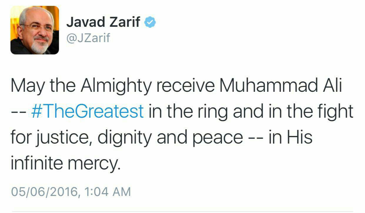 توئیت تسلیت ظریف در پی درگذشت کلی