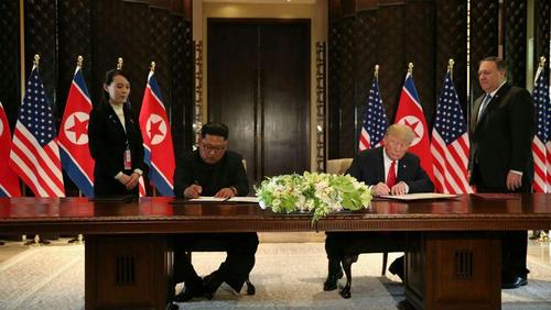 امضای توافق تاریخی بین آمریکا و کره‌شمالی برای خلع‌سلاح‌هسته‌ای پیونگ‌یانگ