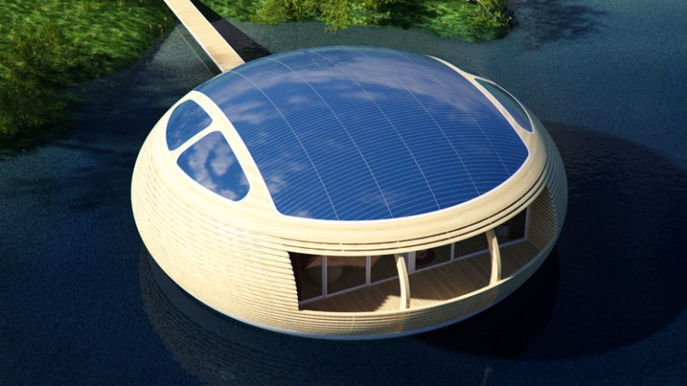 خانه خورشیدی شناور بر روی آب!