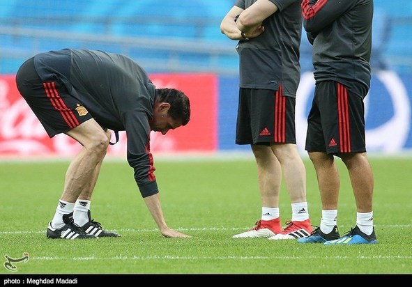 تمرین تیم ملی اسپانیا و ایران پیش از مسابقه