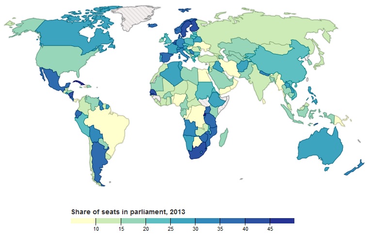 تعداد زنان در مجلس کدام کشورها بیشتر است+نقشه