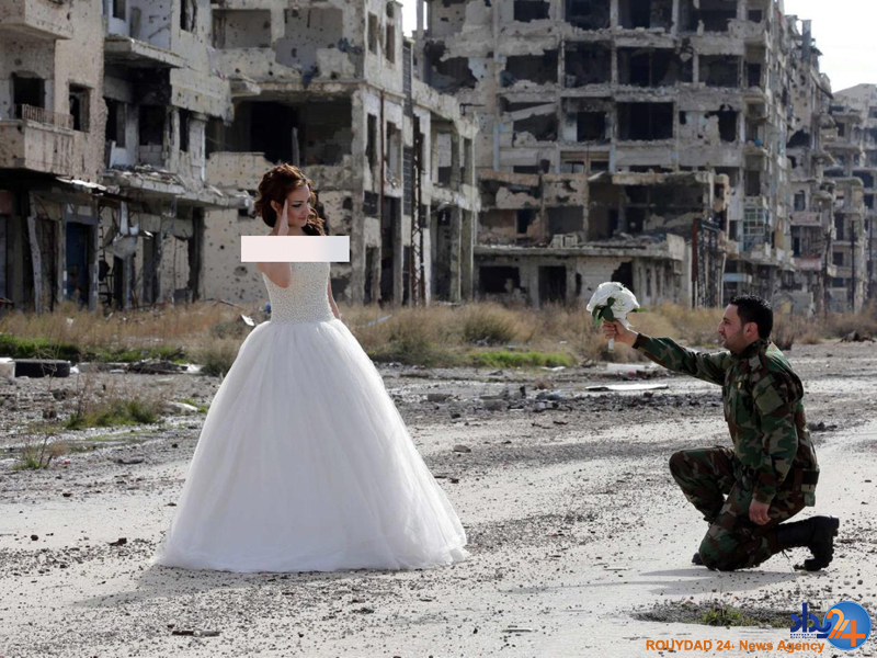 ویرانه های حمص آتلیه عکس های زوج سوری (تصاویر)
