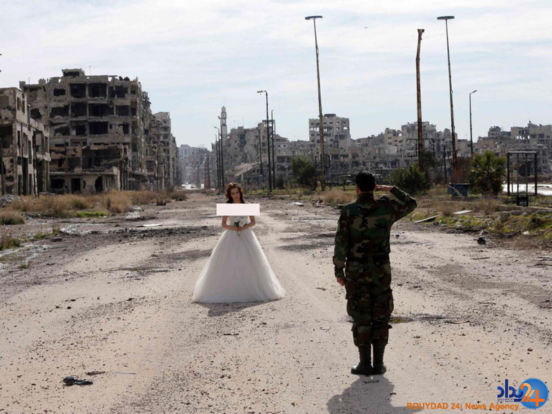 ویرانه های حمص آتلیه عکس های زوج سوری (تصاویر)