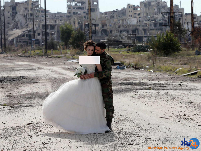 ویرانه های حمص آتلیه عکس های زوج سوری (تصاویر)