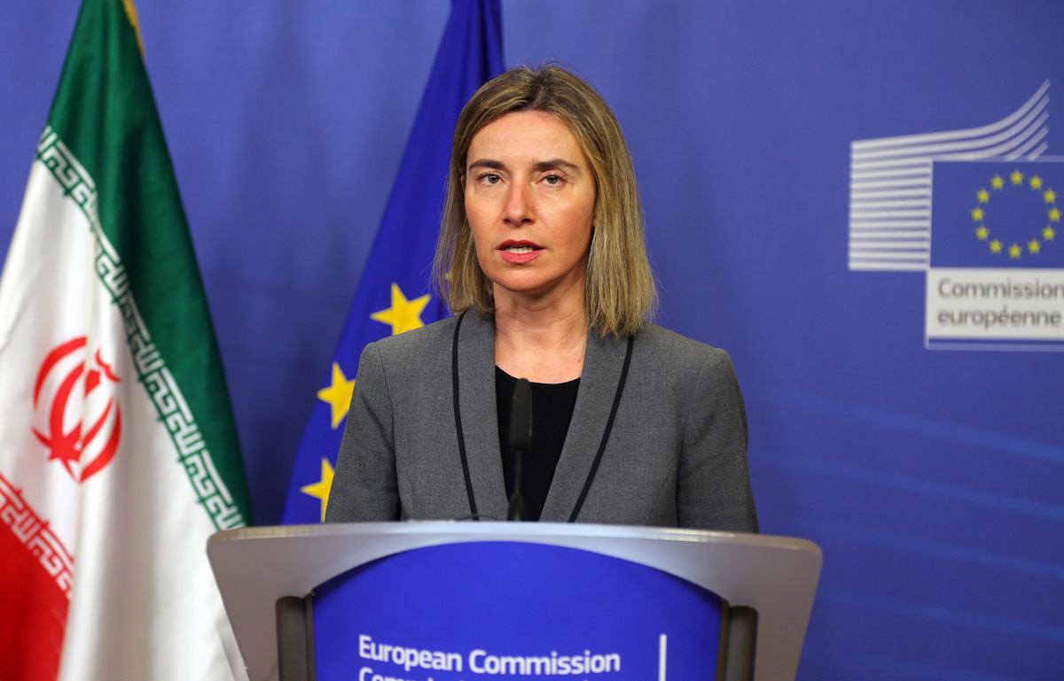 کنفرانس مطبوعاتی مشترک ظریف و موگرینی در در بروکسل