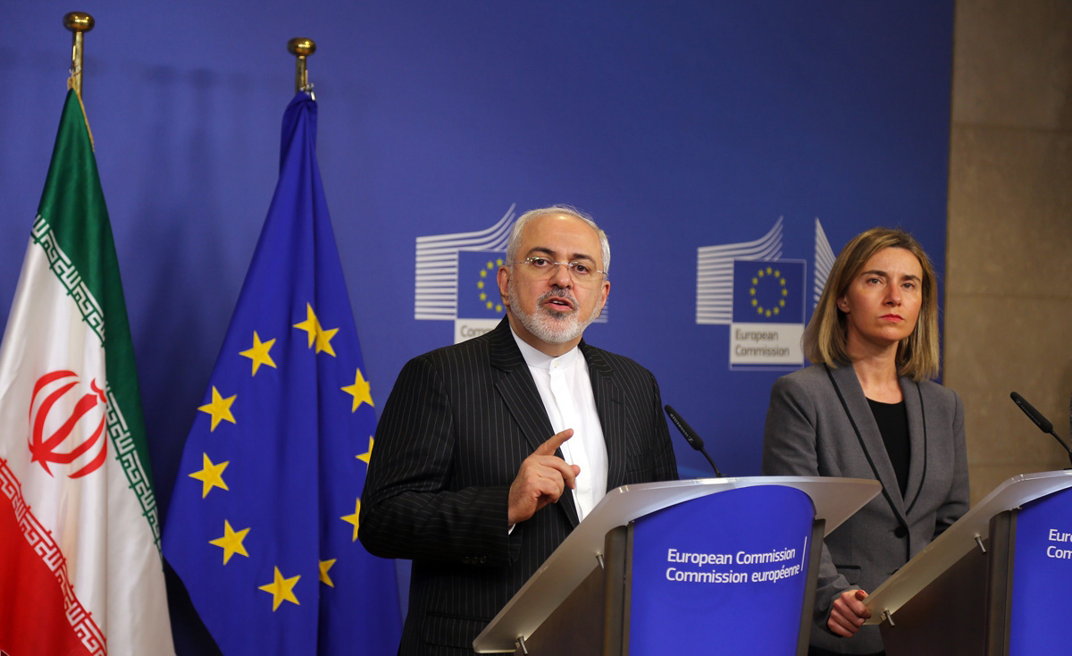 کنفرانس مطبوعاتی مشترک ظریف و موگرینی در در بروکسل