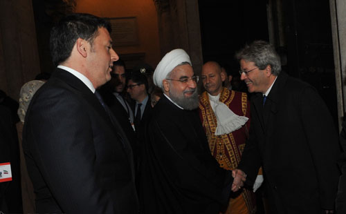 استقبال و مذاکرات دو جانبه روحانی و نخست وزیر ایتالیا (تصاویر) استقبال و مذاکرات دو جانبه روحانی و نخست وزیر ایتالیا (تصاویر)