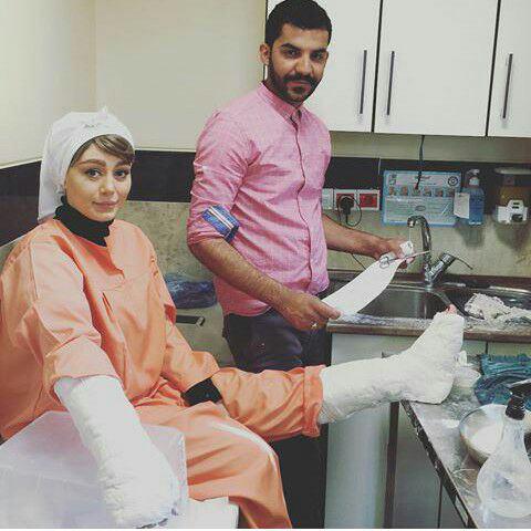 شکستن پای سحر قریشی در صحنه فیلم (تصویر)