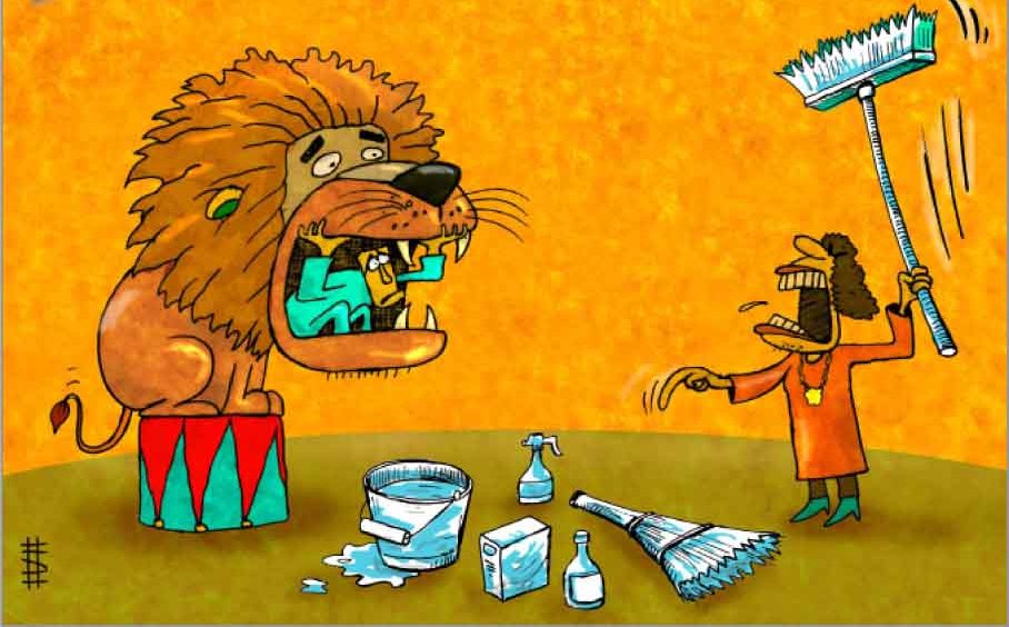 کمک اعضای خانواده برای خانه‌تکانی نوروز! / کاریکاتور