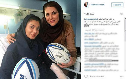 عیادت لاله اسکندری از ملی پوش راگبی (تصویر)
