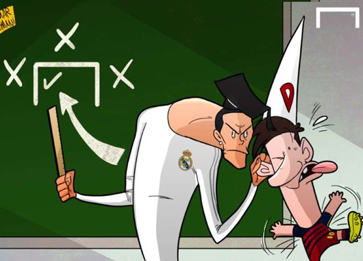 رونالدو اینطوری مسی را تنبیه می‌کند (کاریکاتور)