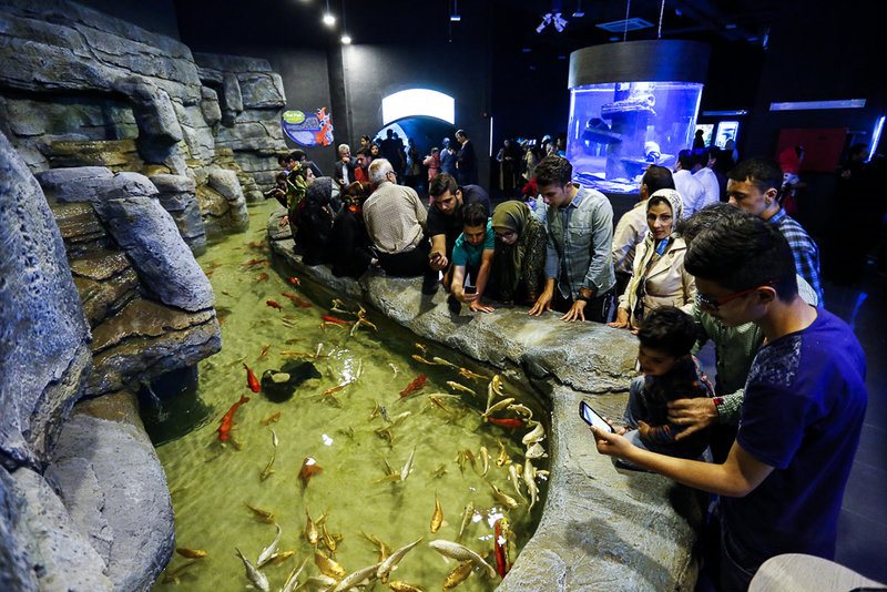 بازدید مسافران نوروزی از بزرگترین تونل آکواریوم ایران - اصفهان‎