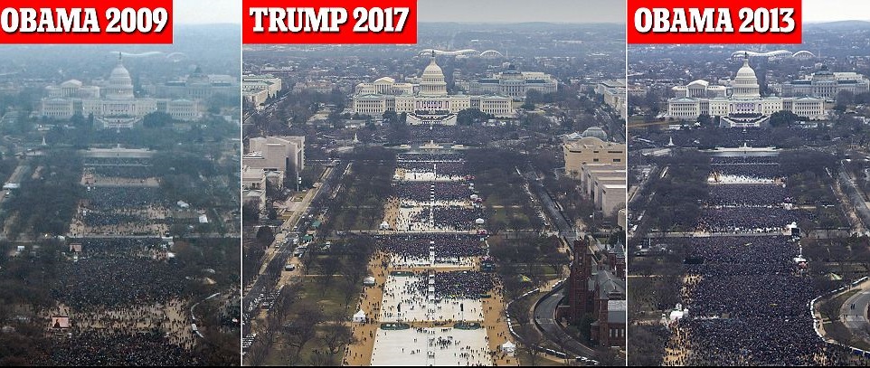 انتشار تصاویر رسمی مراسم تحلیف ترامپ و اوباما برای رد اتهام زنی ترامپ به رسانه‌ها