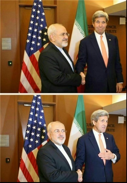 ظریف و کری دیدار کردند؛ پرچمها جابه جا شدند (تصویر) ظریف و کری دیدار کردند؛ پرچمها جابه جا شدند (تصویر)