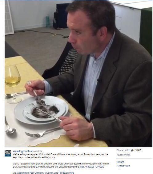 ستون نویس واشنگتن پست یادداشت خود را خورد (تصویر)