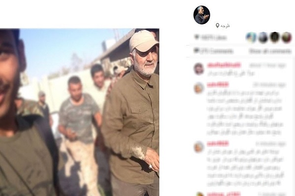 سرلشکر سلیمانی با آستین های خاکی در فلوجه (تصویر)