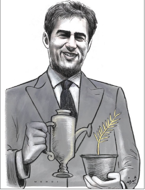 نمایی متفاوت از شهاب حسینی و نخل طلایش!/کاریکاتور