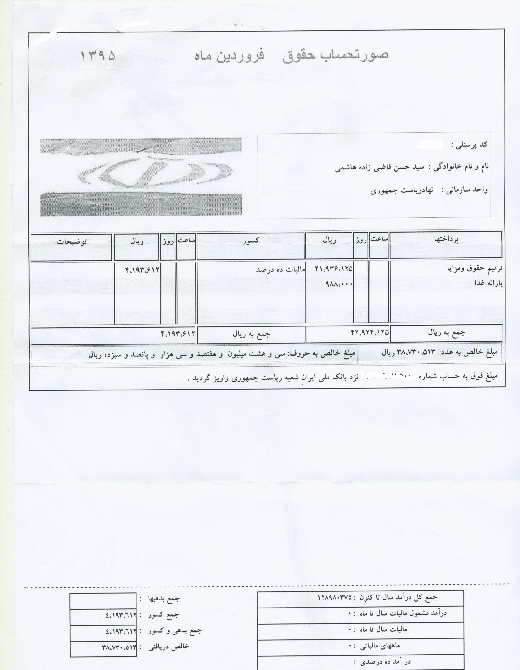 رئیس دانشگاه علوم پزشکی تهران، فیش حقوقی وزیر بهداشت را منتشر کرد (سند)