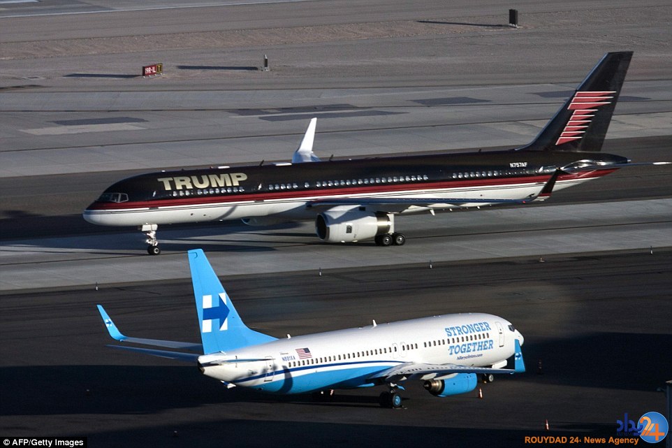 فخرفروشی ترامپ به کلینتون با هواپیمای لوکس (تصاویر)