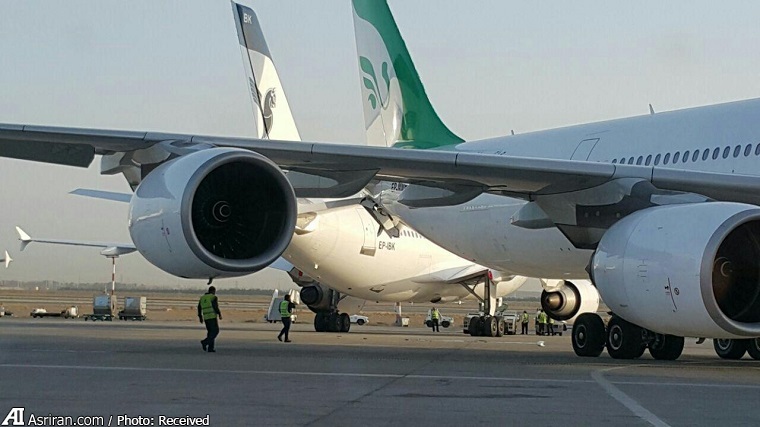 تصادف دو هواپیما در فرودگاه امام خمینی (تصویر) تصادف دو هواپیما در فرودگاه امام خمینی (تصویر)