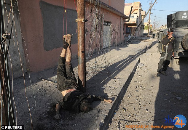 ژست وحشتناک و غیرانسانی نیروهای عراقی با جسد یک داعشی (تصاویر) ژست وحشتناک و غیرانسانی نیروهای عراقی با جسد یک داعشی (تصاویر)