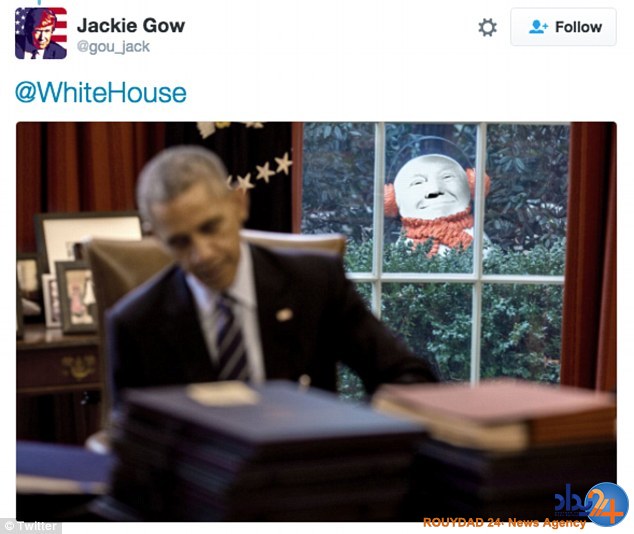 کارمندان کاخ سفید اوباما را با آدم‌برفی غافلگیر کردند (تصاویر)