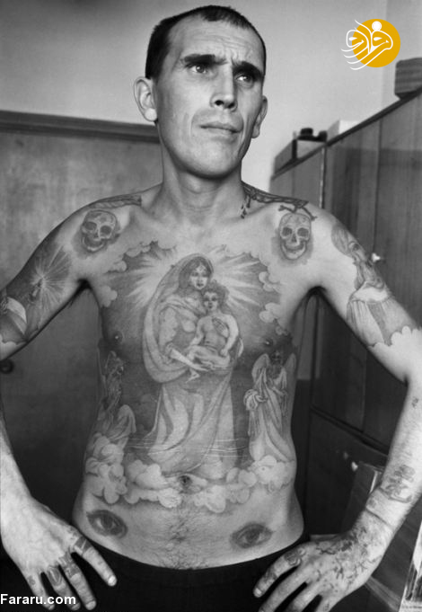 خالکوبی&zwnj;های عجیب روی بدن زندانیان در شوروی +تصاویر