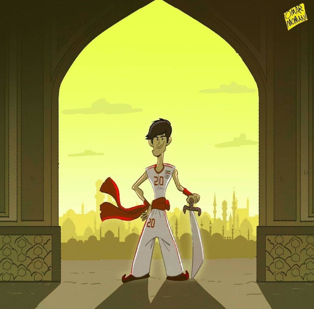 سنگ‌تمام هنرمند عرب برای سردار ازمون +عکس