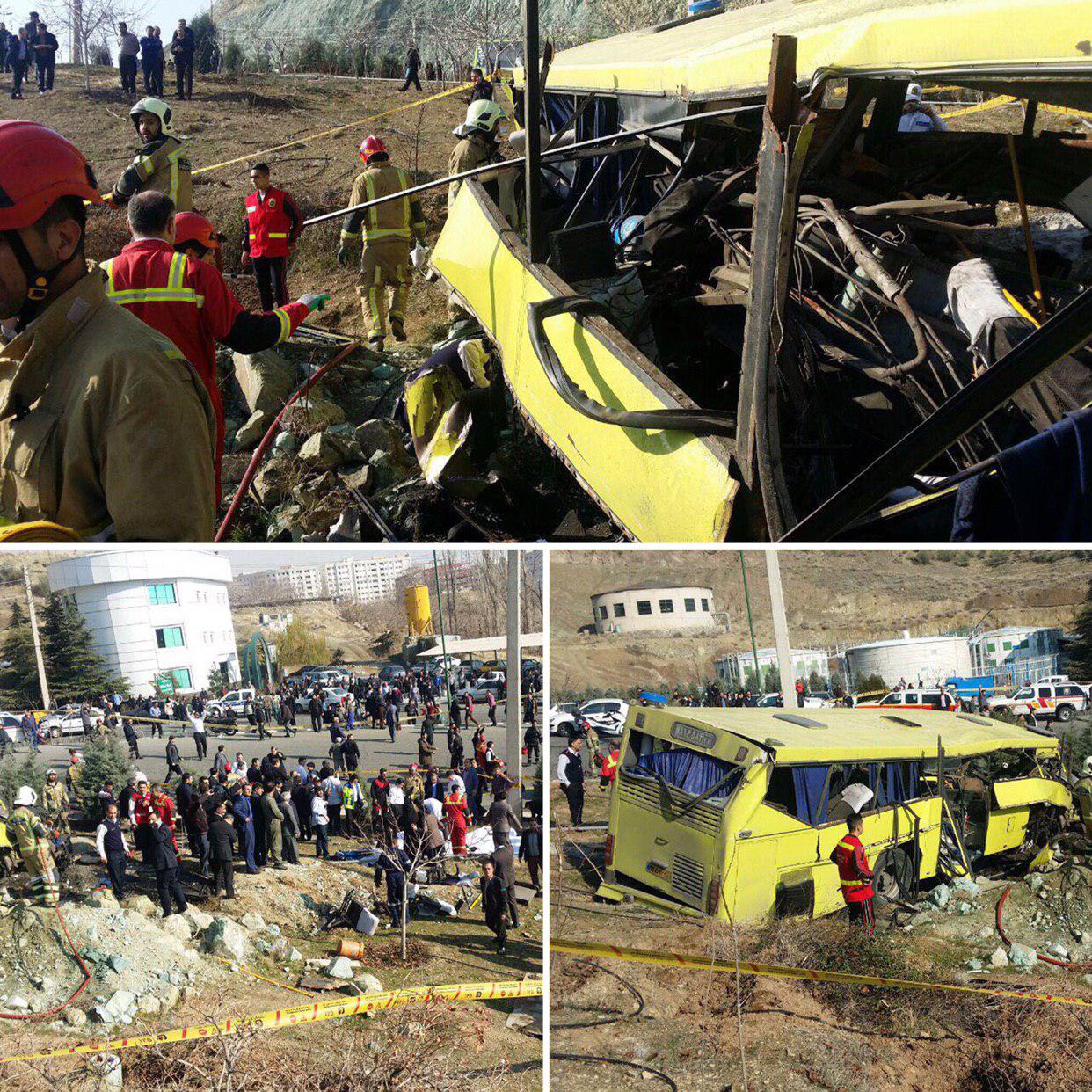 ۷ کشته در واژگونی اتوبوس در محوطه دانشگاه آزاد علوم تحقیقات