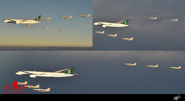 اسکورت هواپیمای حامل بن سلمان با ۶ جنگنده+عکس