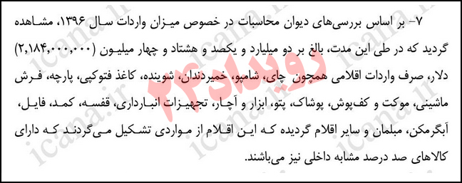 چه میزان کالای مشابه تولید داخل وارد شد؟