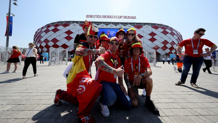 هواداران تیم ملی بلژیک در استادیوم اوتکریته