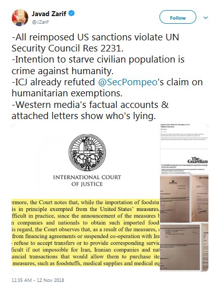 تحریم‌های آمریکا نقض قطعنامه ۲۲۳۱ و جنایت علیه بشریت است