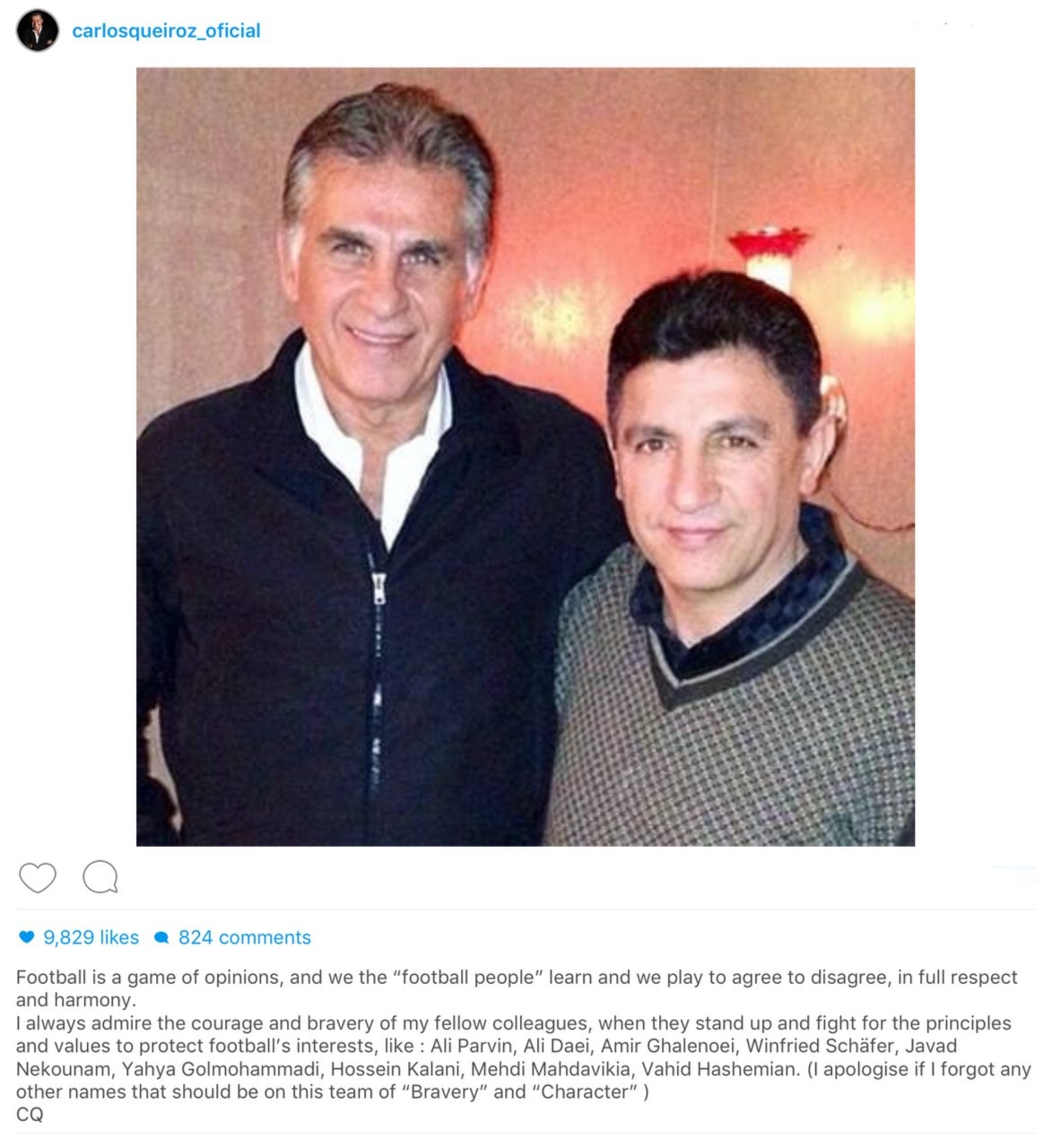 تمجید عجیب کی‌روش از قلعه‌نویی/ پیام دوستی برای همه به جز یک نفر!