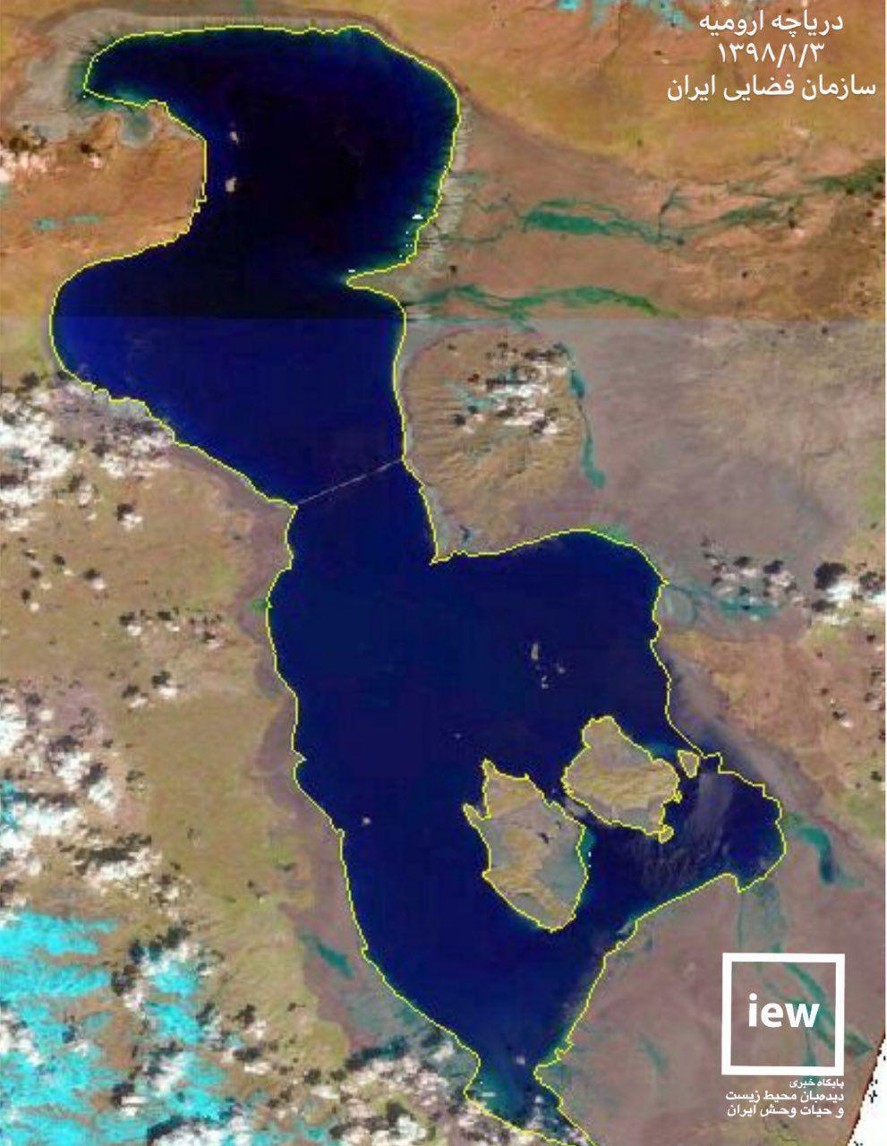جدیدترین تصویر ماهواره‌ای از دریاچه ارومیه