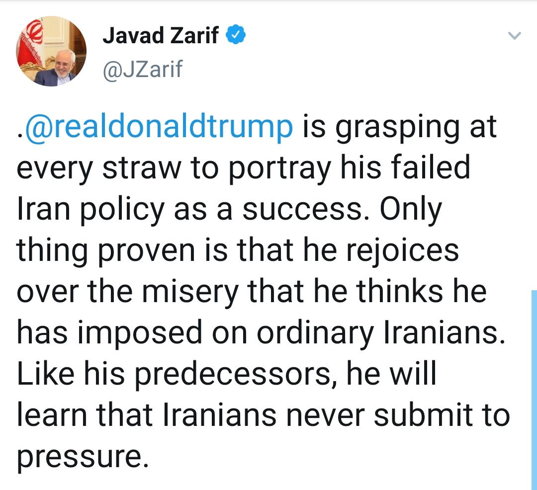 &laquo;رییس جمهور آمریکا از اینکه به مردم عادی ایران مشقت تحمیل کرده سرخوش است&raquo;