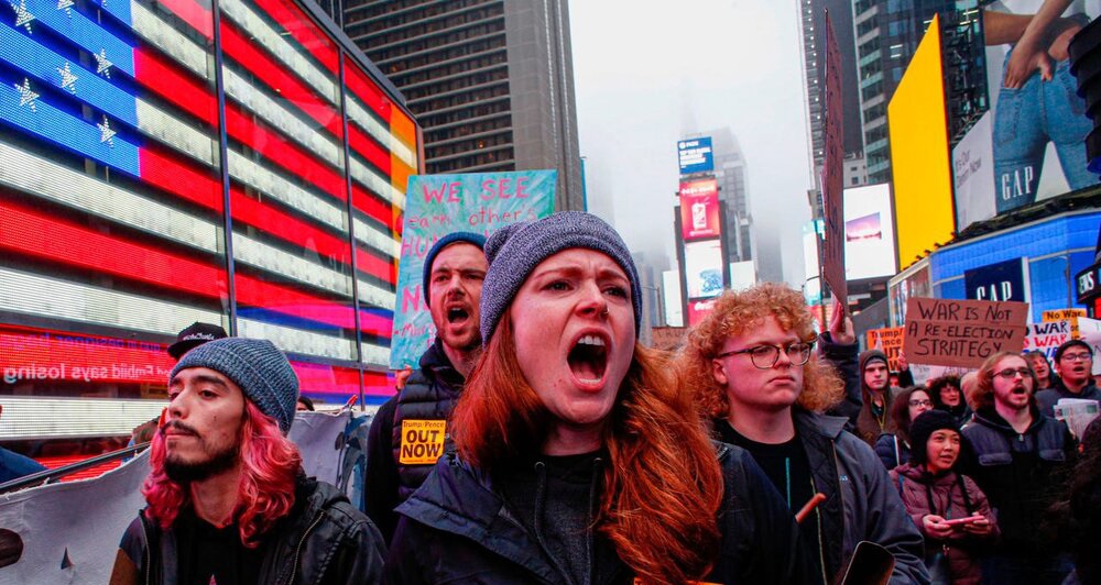 تظاهرات مردم آمریکا در محکومیت ترور سپهبد سلیمانی +عکس