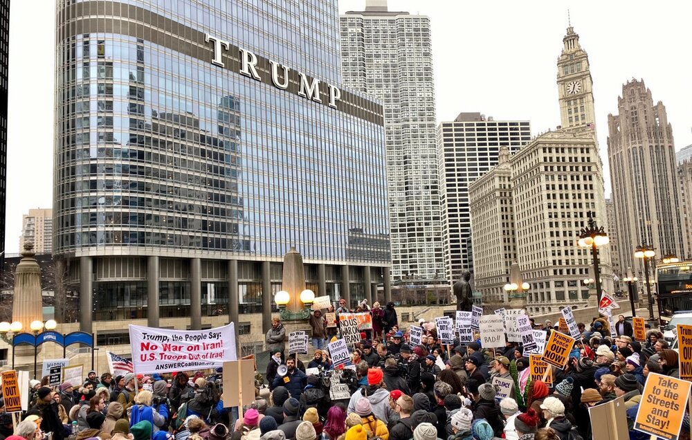 تظاهرات مردم آمریکا در محکومیت ترور سپهبد سلیمانی +عکس