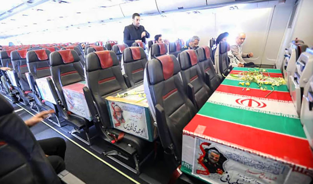 تصاویری از پیکر سردار سلیمانی داخل هواپیما