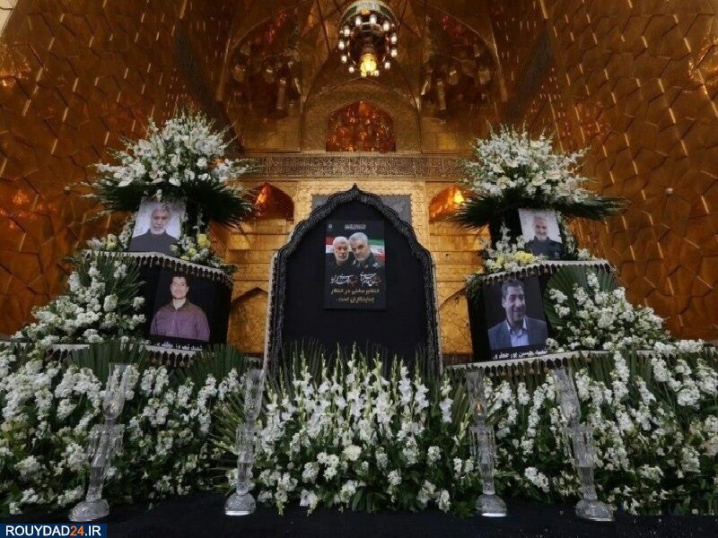 پیکر شهدا پس از چهار ساعت تشییع وارد حرم رضوی شد