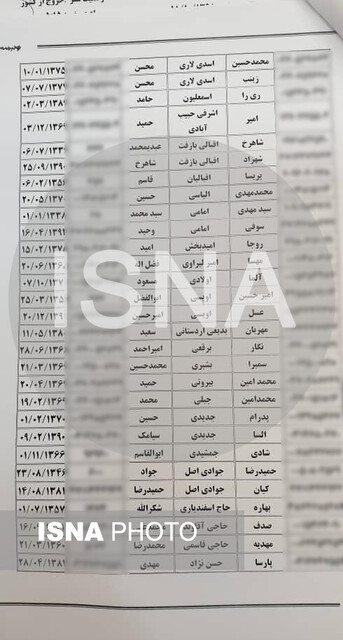 اسامی جانباختگان سقوط هواپیما