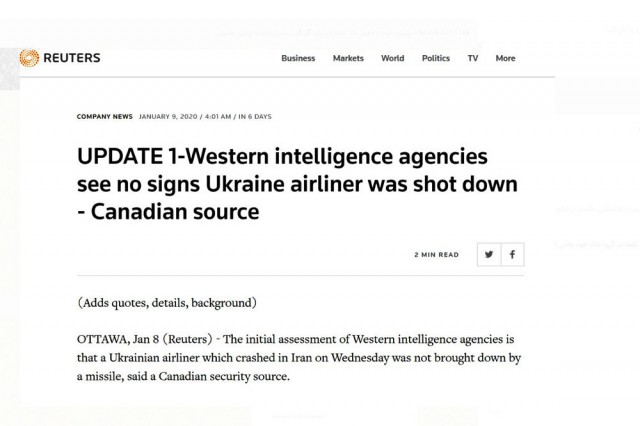 اولین اظهار نظر منابع اطلاعاتی غربی در خصوص سقوط هواپیمای اوکراینی چه بود؟