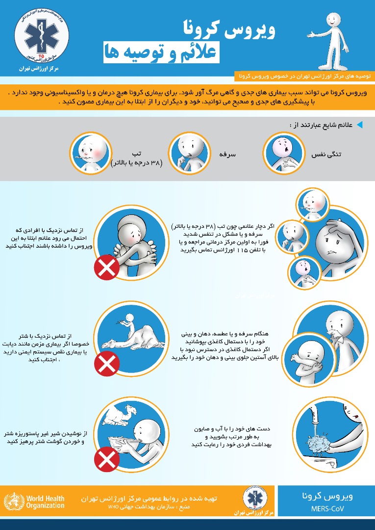 اینفوگرافیک علائم و توصیههای پیشگیرانه ویروس کرونا ویروس کرونا