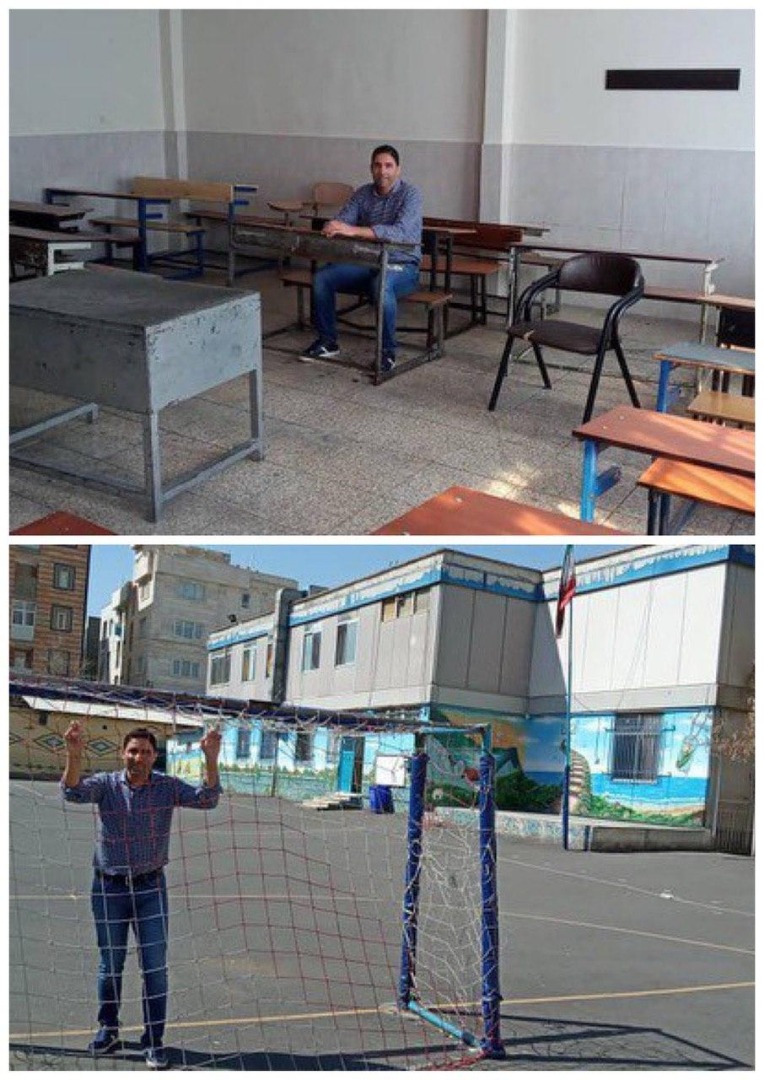 وحید هاشمیان پشت نیمکت مدرسه/عکس وحید هاشمیان پشت نیمکت مدرسه/عکس