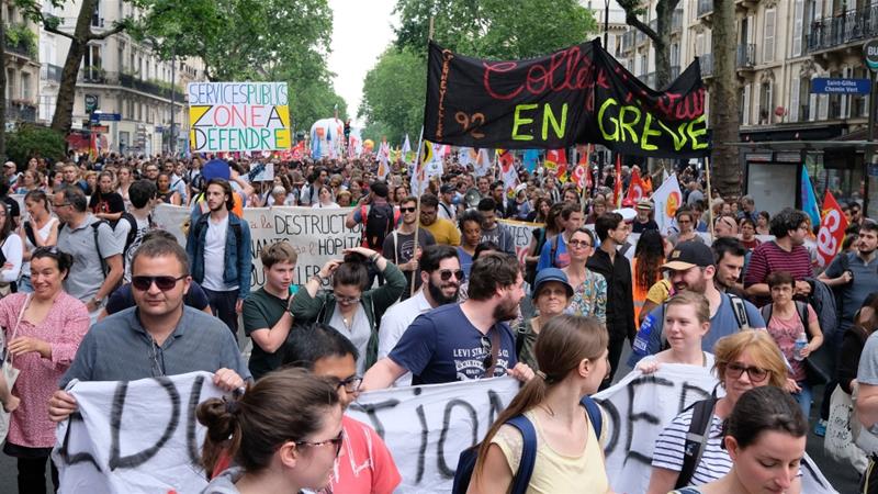 هزاران نفر از کارگران عمومی در فرانسه به اصلاحات مکرون اعتراض کردند