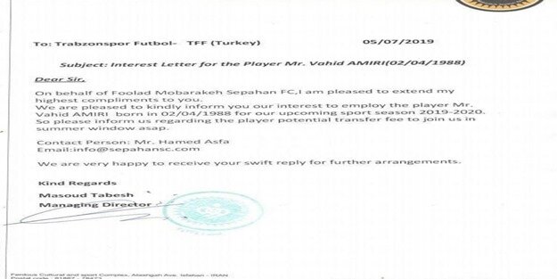 سپاهان رسماً خواستار جذب وحید امیری شد سپاهان رسماً خواستار جذب وحید امیری شد