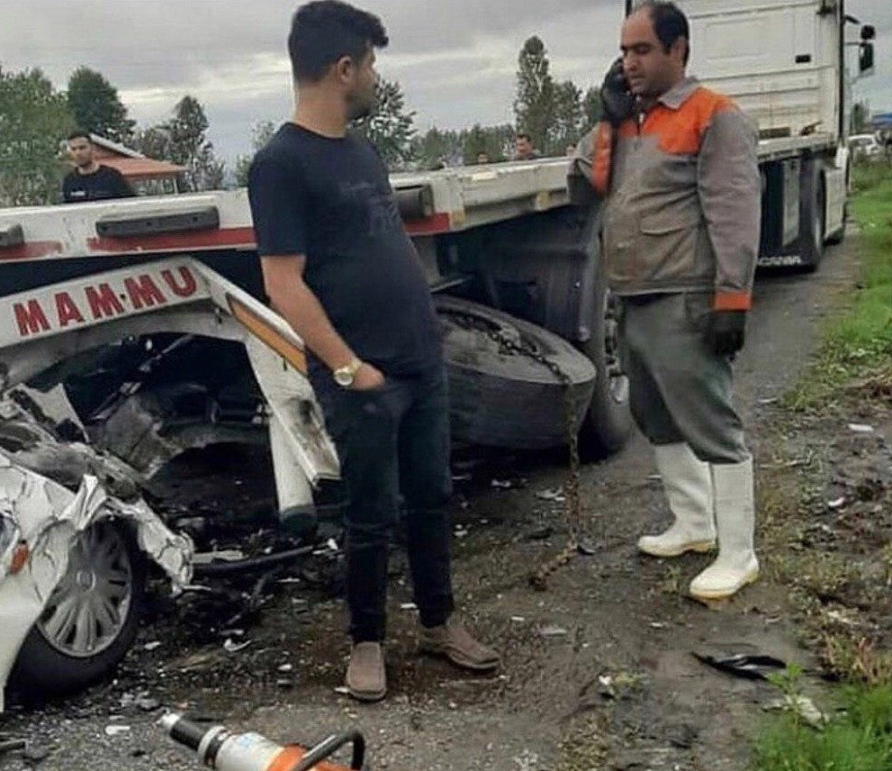 اخبار حوادث/ صحنه تصادف محمد احمدزاده سرمربی ملوان +تصاویر