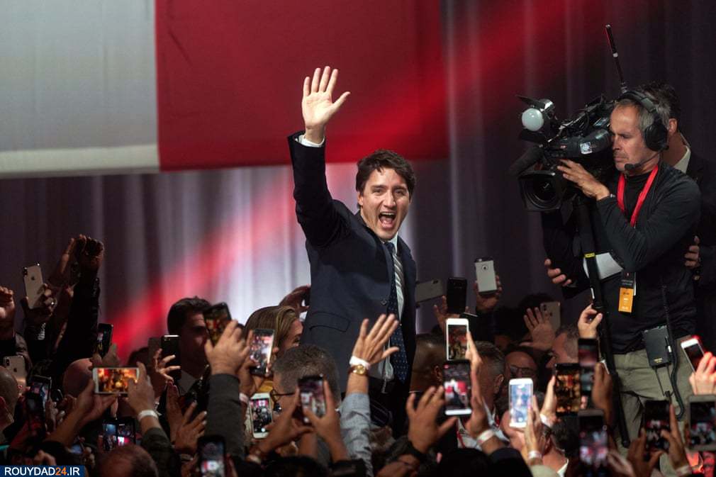 نخست وزیر کانادا و همسرش در جشن پیروزی در انتخابات سراسری