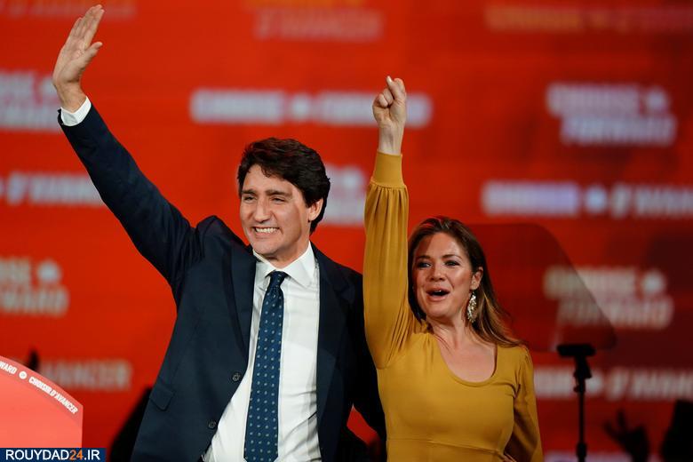 نخست وزیر کانادا و همسرش در جشن پیروزی در انتخابات سراسری